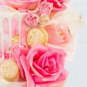 Rose & Macaron Cascade Cake