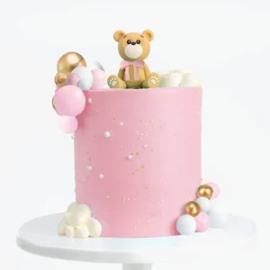 Teddy Bear Cake | Baby Girl Pink