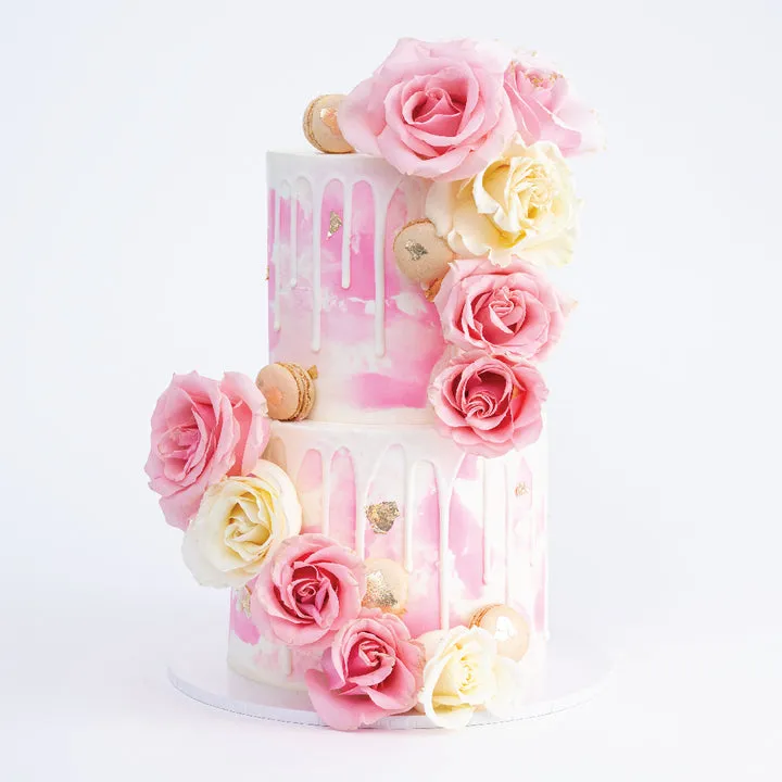 Rose & Macaron Cascade Cake - Image 3